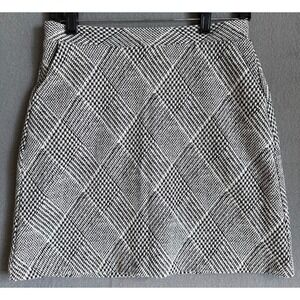 Banana Republic Mini Skirt Women 0 Black  Plaid A Line Pockets Cotton Blend